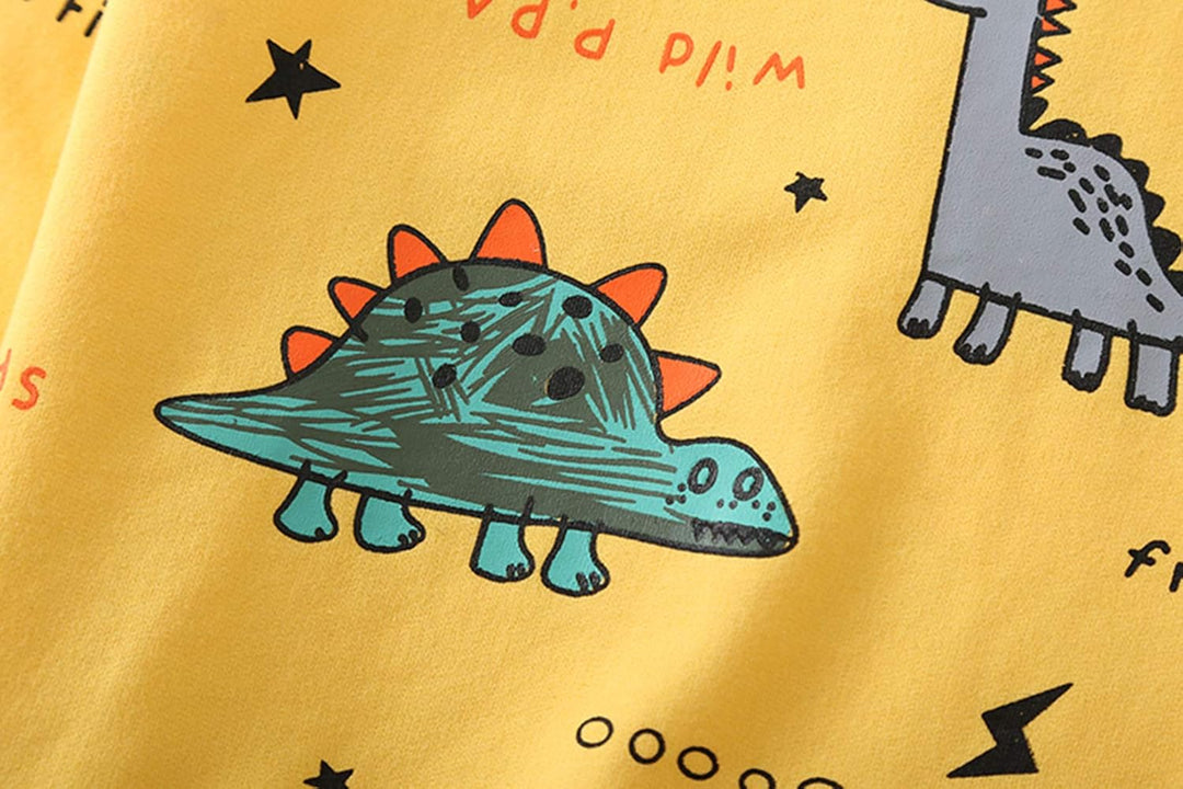 Kids Set: Dinosaur Print Boys Clothing Set-Yellow-1-2 Years old-Nora Luxe