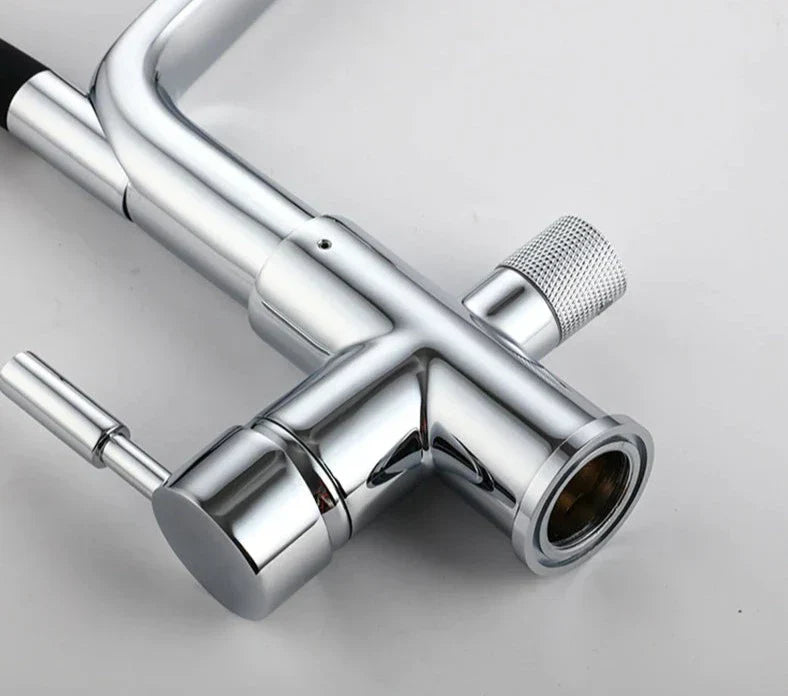 Kitchen Tap with Double Outlet and Water Filtration - PureFlow Duo-Chromium-Nora Luxe