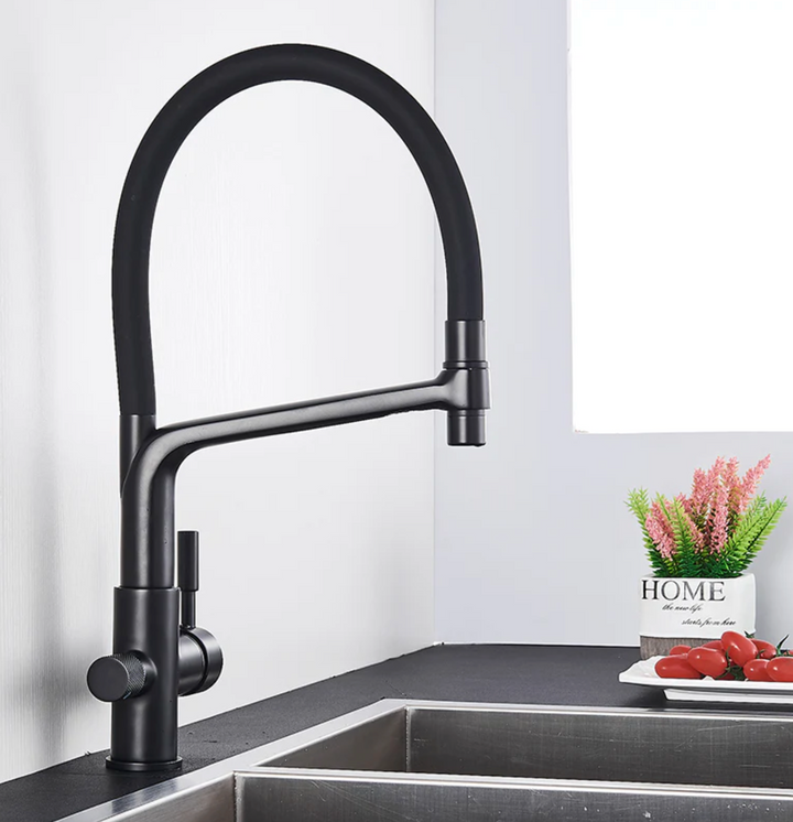 Kitchen Tap with Double Outlet and Water Filtration - PureFlow Duo-Chromium-Nora Luxe