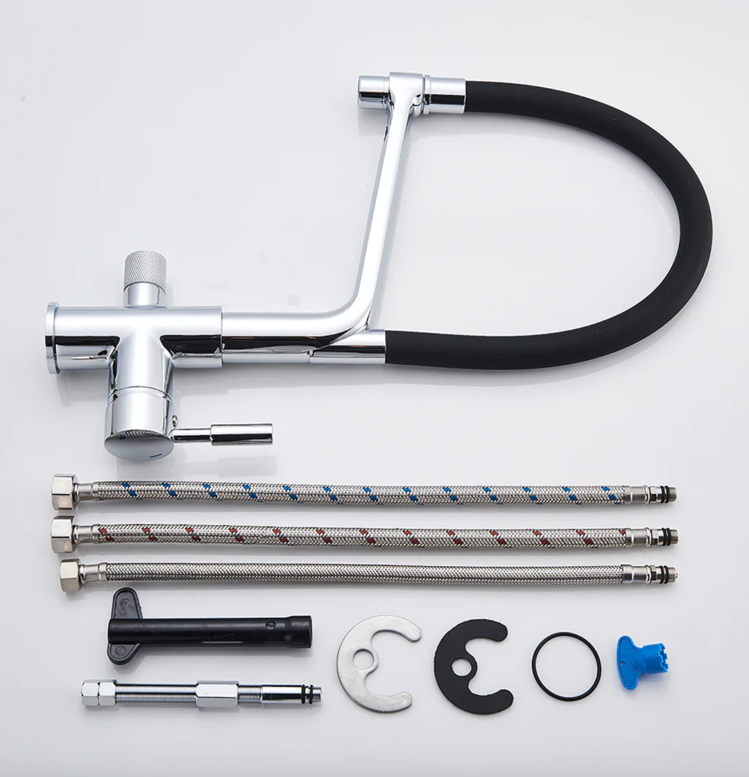 Kitchen Tap with Double Outlet and Water Filtration - PureFlow Duo-Chromium-Nora Luxe
