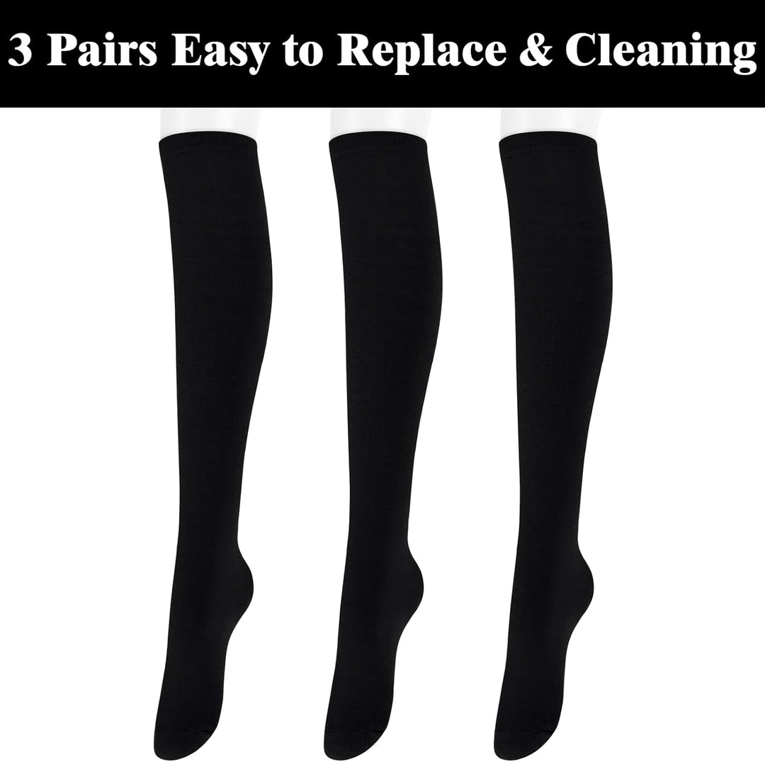 Knee High Socks - Lilac-3 Pairs Black-Nora Luxe