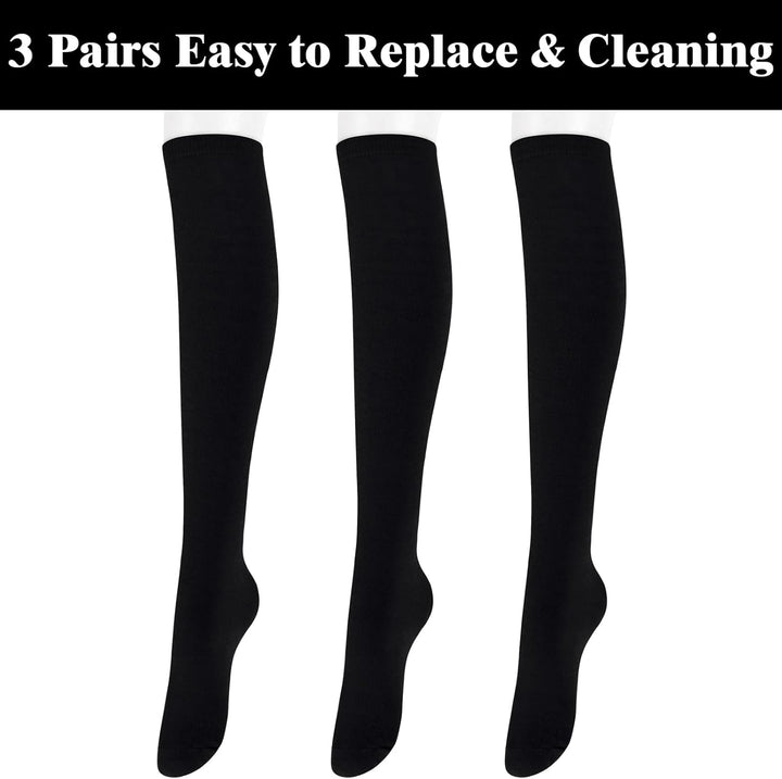 Knee High Socks - Lilac-3 Pairs Black-Nora Luxe