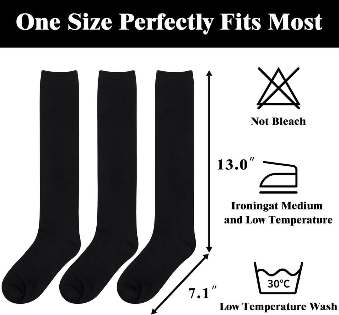 Knee High Socks - Lilac-3 Pairs Black-Nora Luxe