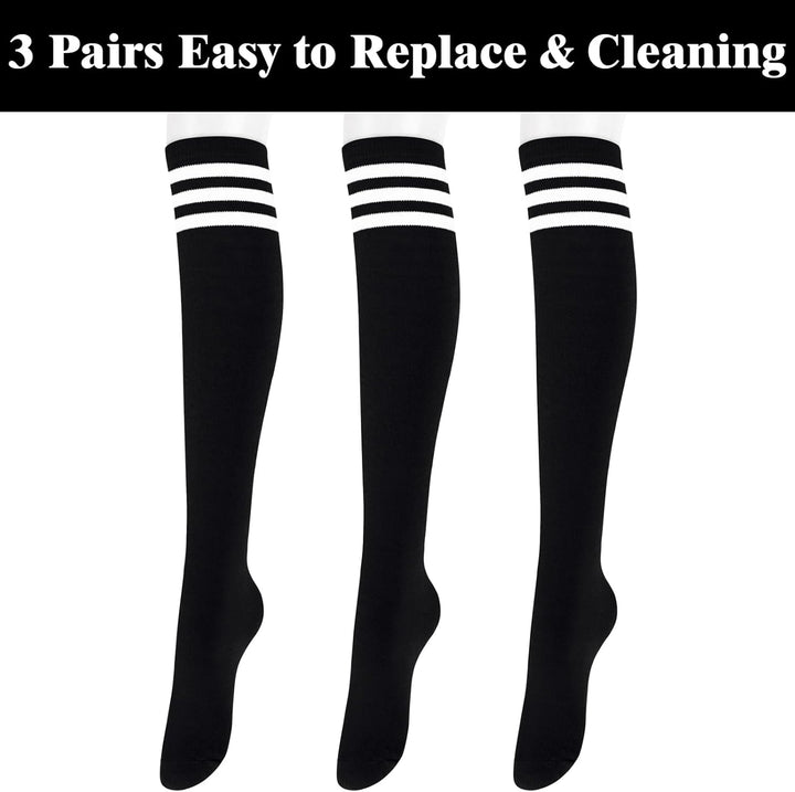 Knee High Socks - Lilac-3 Pairs Black-Nora Luxe