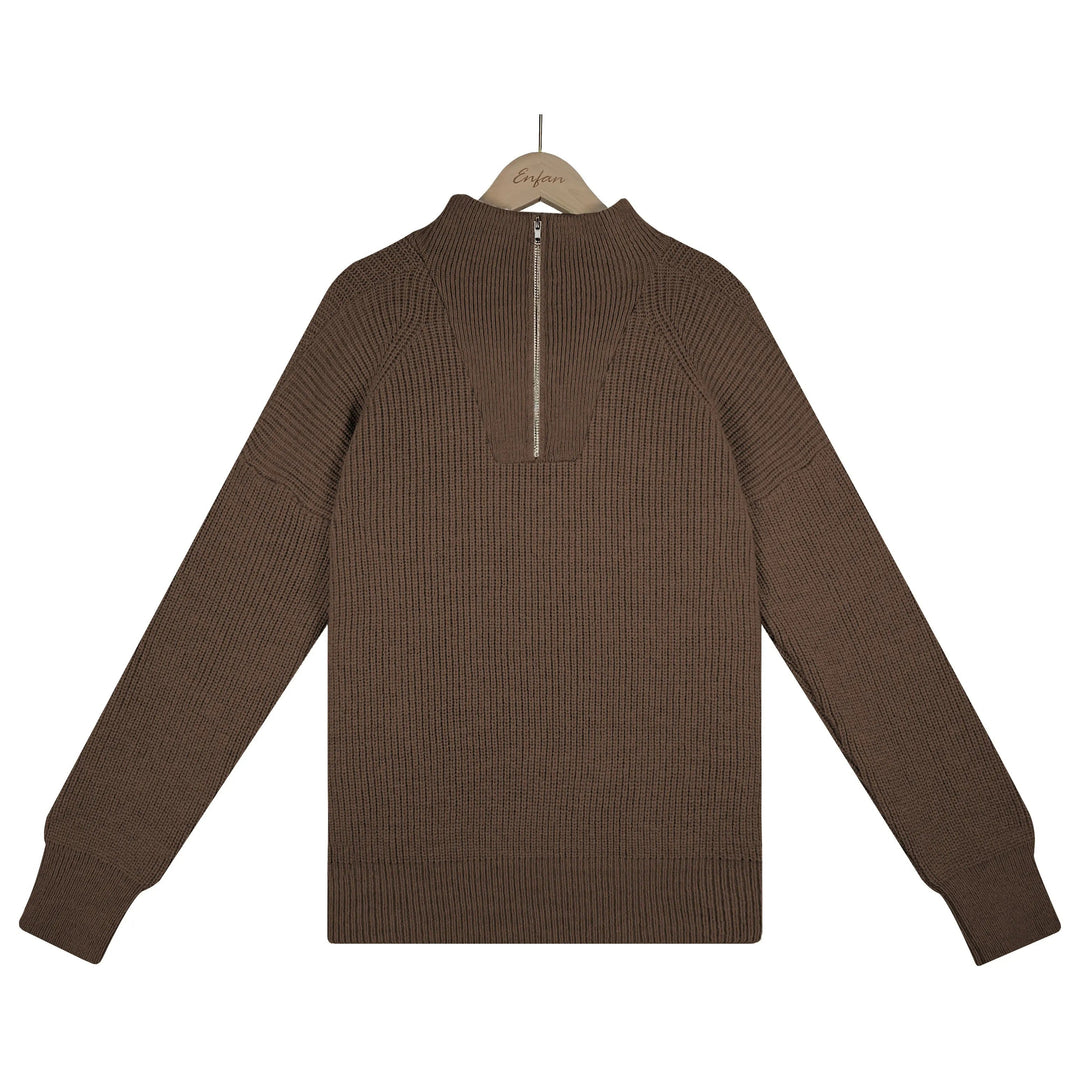 Knit Half-Zip Sweater - Sienna-Cream White-S-Nora Luxe
