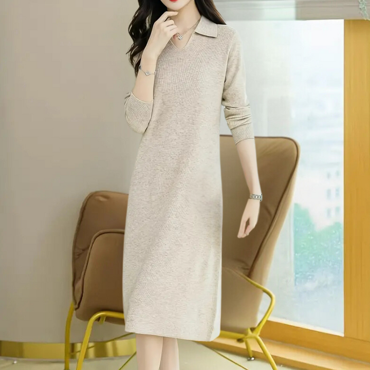 Knit Midi Dress - Mirelle-Apricot-Nora Luxe