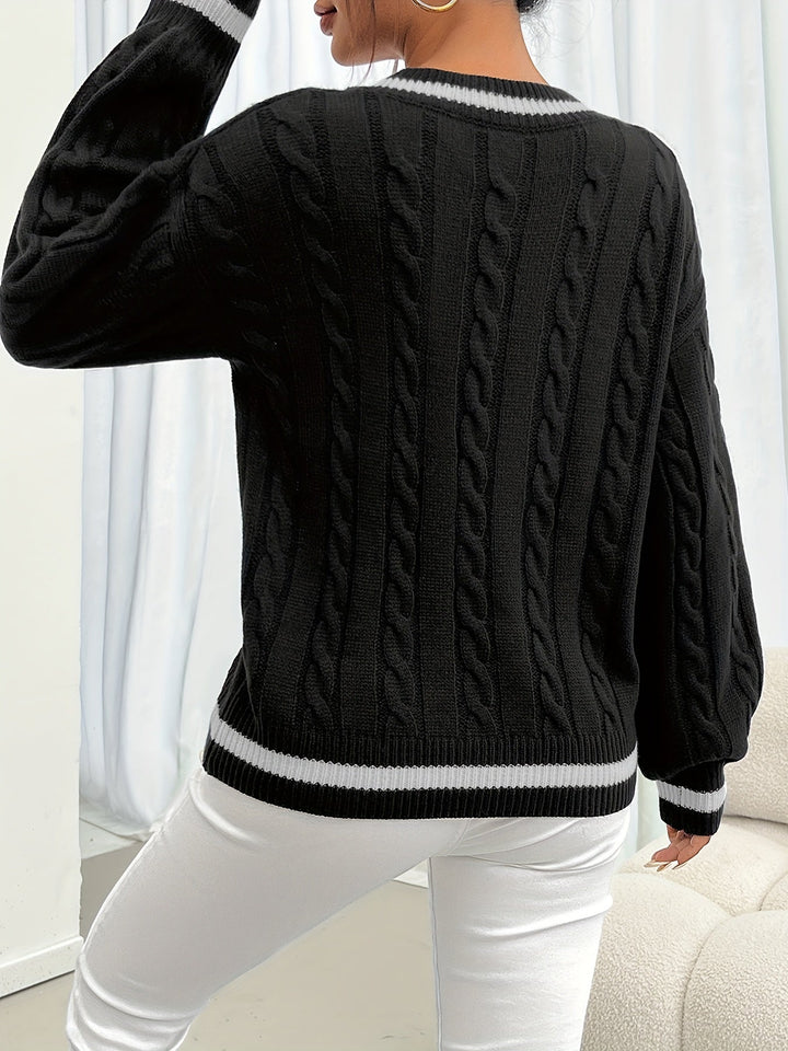Knit Sweater with Refined Details - Aurora-Blue-S-Nora Luxe