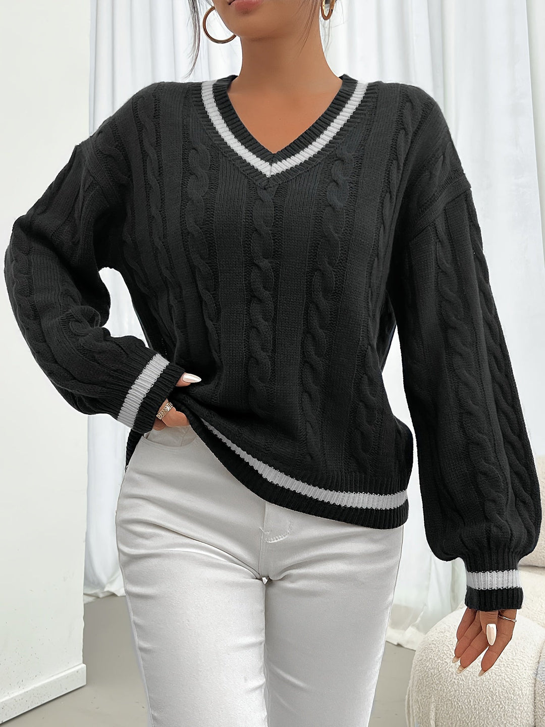 Knit Sweater with Refined Details - Aurora-Blue-S-Nora Luxe