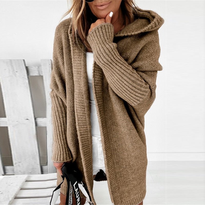 Knitted Autumn Cardigan - CuddleWrap-Khaki-S (2-4)-Nora Luxe