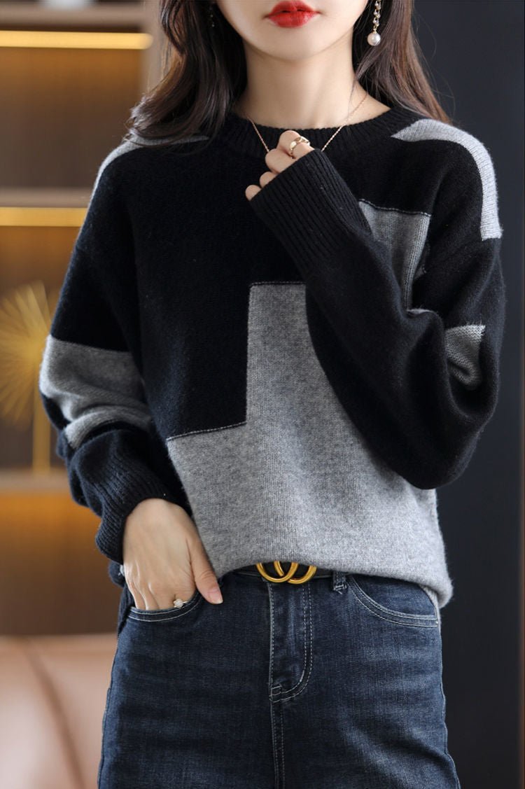 Knitted casual sweater - Arden-White-One size-Nora Luxe