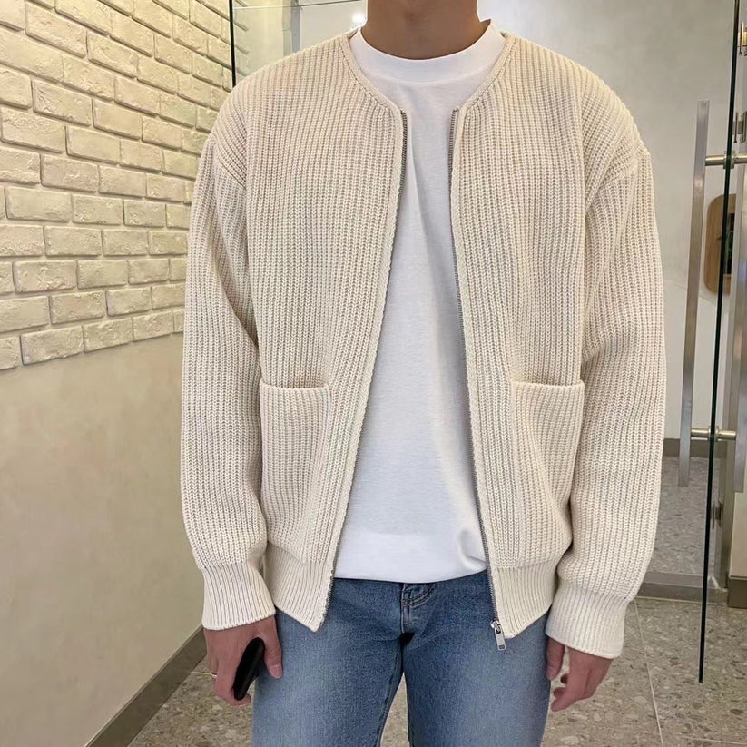 Knitted Jacket with Zip - Milan-Apricot-XS-Nora Luxe