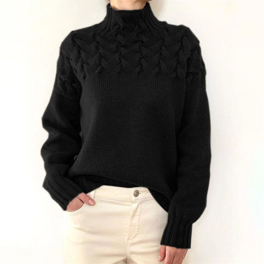 Knitted Ladies' Turtleneck - Isabelle-Black-S-Nora Luxe
