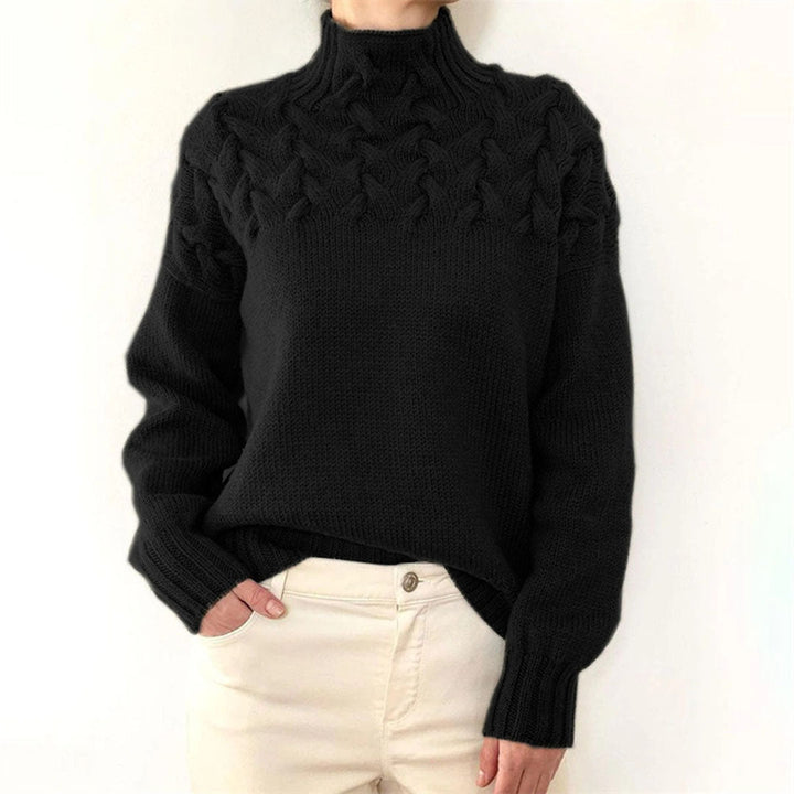 Knitted Ladies' Turtleneck - Isabelle-Black-S-Nora Luxe