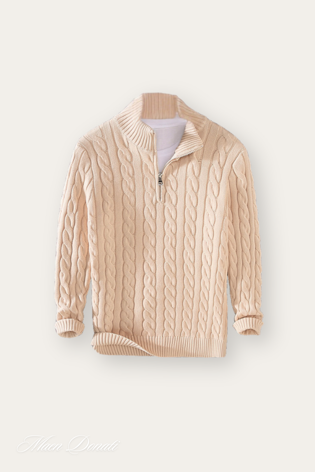 Knitted Men's Sweater - Ethan-Apricot-S-Nora Luxe