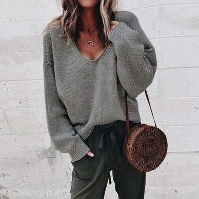 Knitted Oversized Ladies Sweater - Aurora-Dark Gray-XS-Nora Luxe