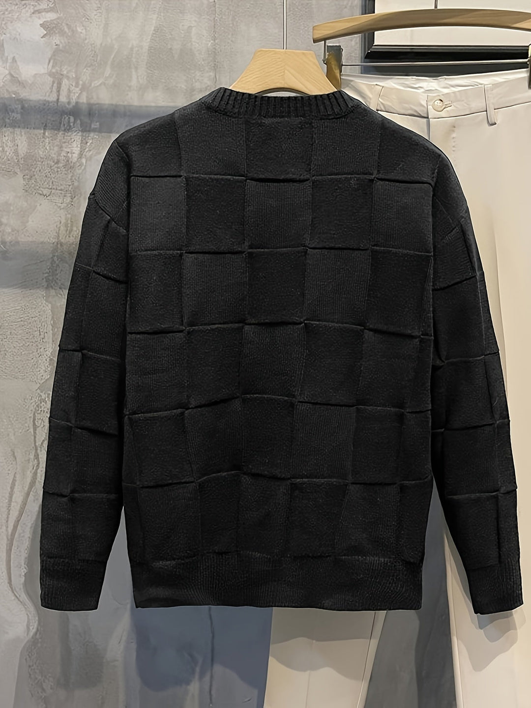 Knitted Sweater with Round Neck and Stretch - Caleb-White-M-Nora Luxe