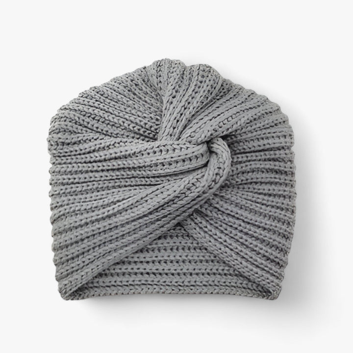 Knitted Turban for Women - Luxurious Comfort in Cashmere - Luna-Gray-Nora Luxe