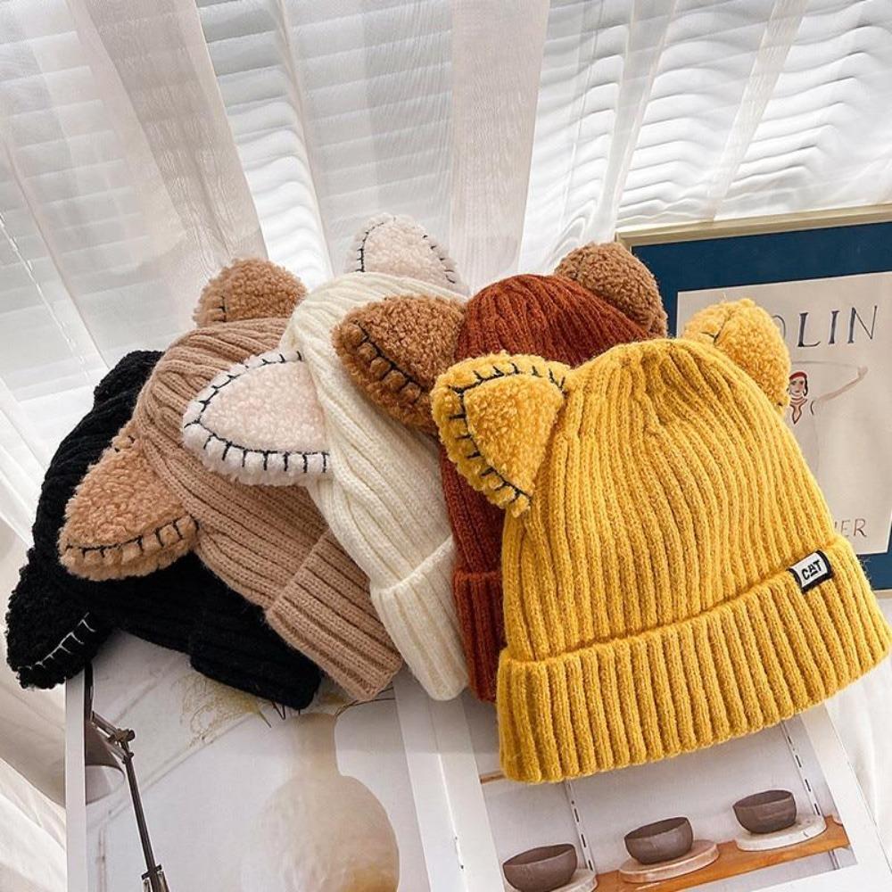 Knitted Winter Hat with Cat Ears - PurrWarm-Beige-1-Nora Luxe