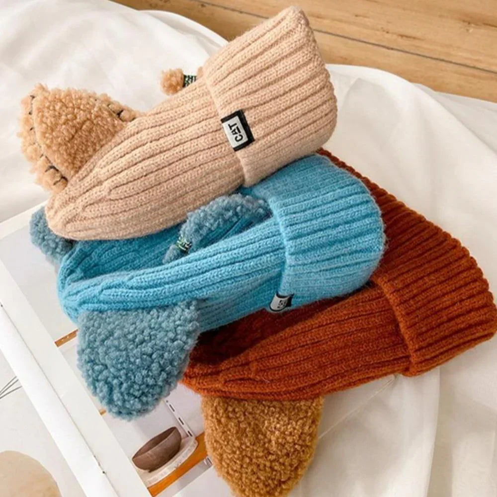 Knitted Winter Hat with Cat Ears - PurrWarm-Beige-1-Nora Luxe