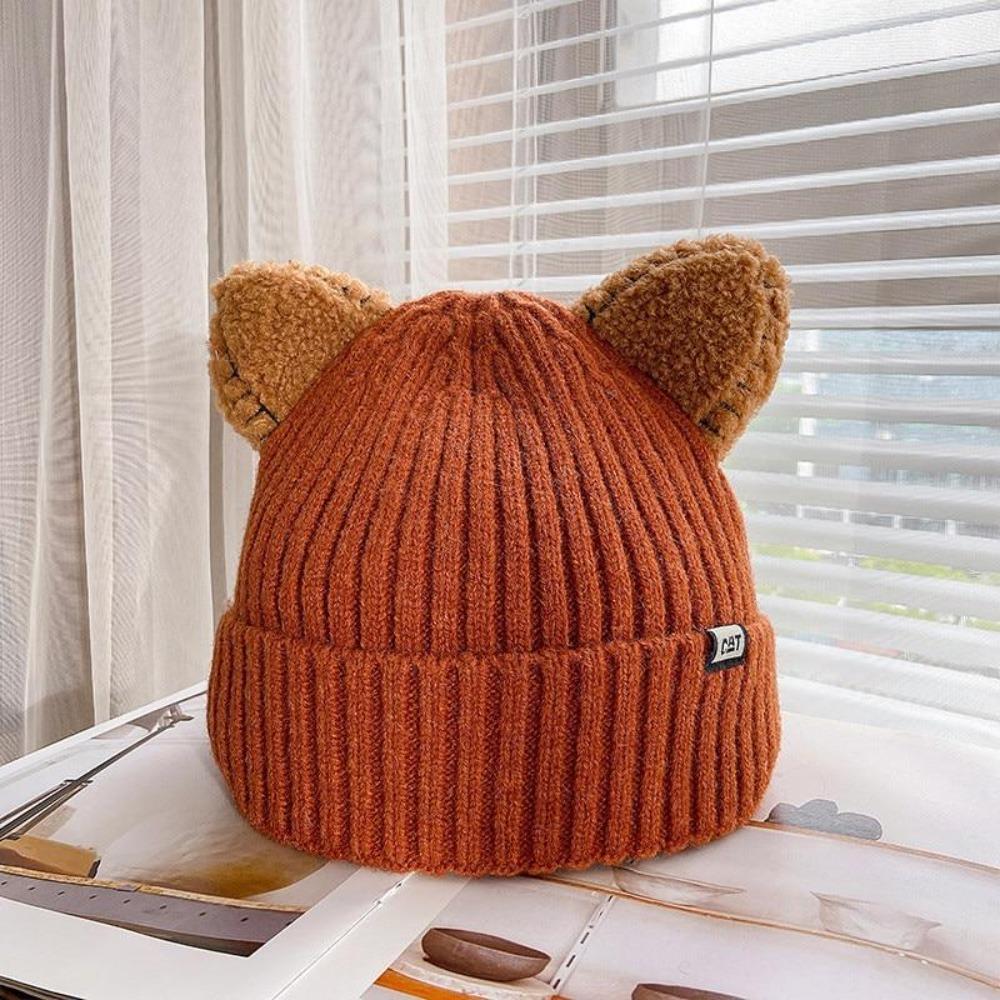 Knitted Winter Hat with Cat Ears - PurrWarm-Ginger-1-Nora Luxe