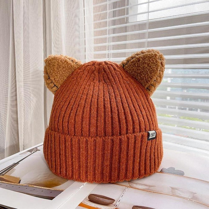 Knitted Winter Hat with Cat Ears - PurrWarm-Ginger-1-Nora Luxe