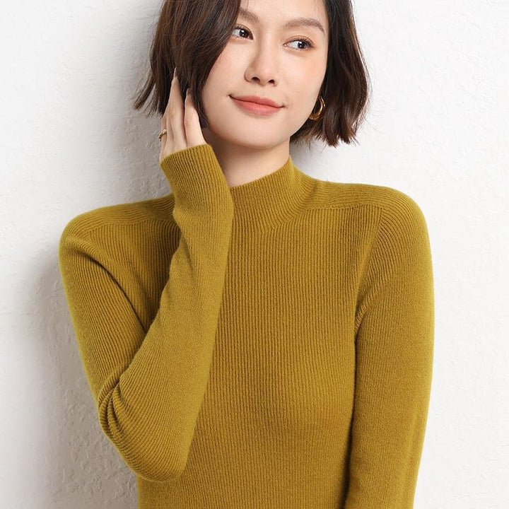 Knitted Women's Sweater with Half Polo - Sophie-Black-S-Nora Luxe