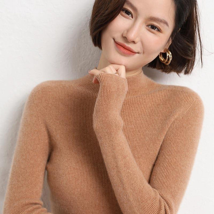 Knitted Women's Sweater with Half Polo - Sophie-Black-S-Nora Luxe
