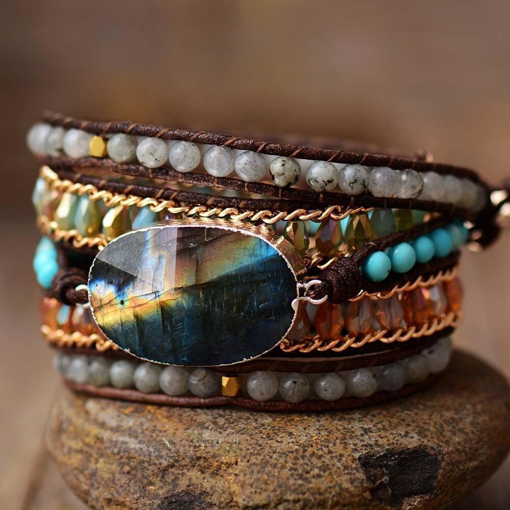 Labradorite Gloss Five-Strand Wrap Bracelet – Lira-Nora Luxe