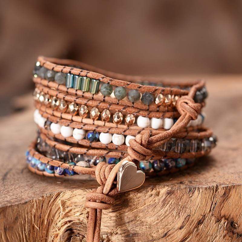 Labradorite Heart Wrap Bracelet - Lunara-Nora Luxe