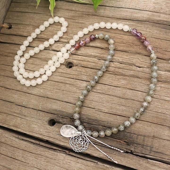 Labradorite, Jade and Amethyst Mala - Seraphine-Necklace + Bracelet-Nora Luxe