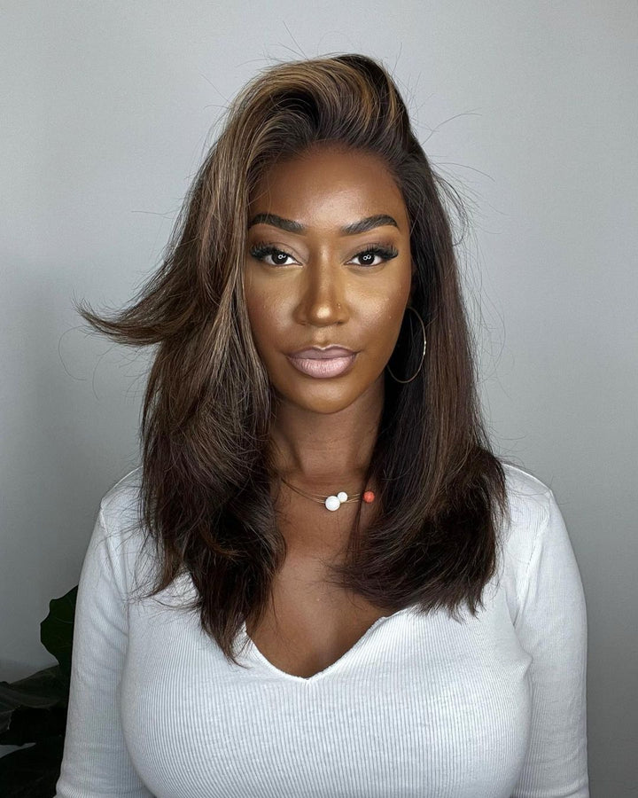 Lace Front Wig with Highlights – Selena-Nora Luxe