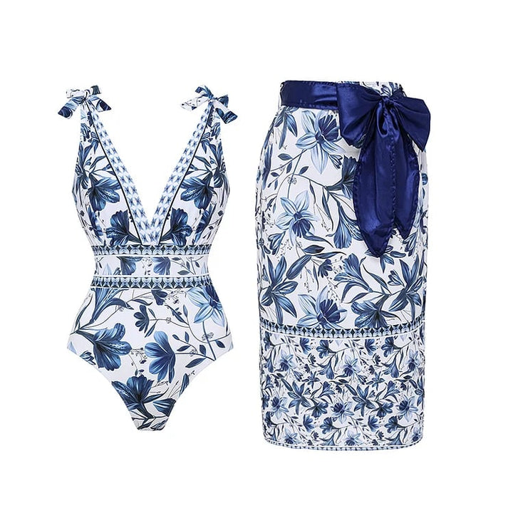 Ladies' beach suit - Mira-Swimsuit + Straight Skirt-S-Nora Luxe