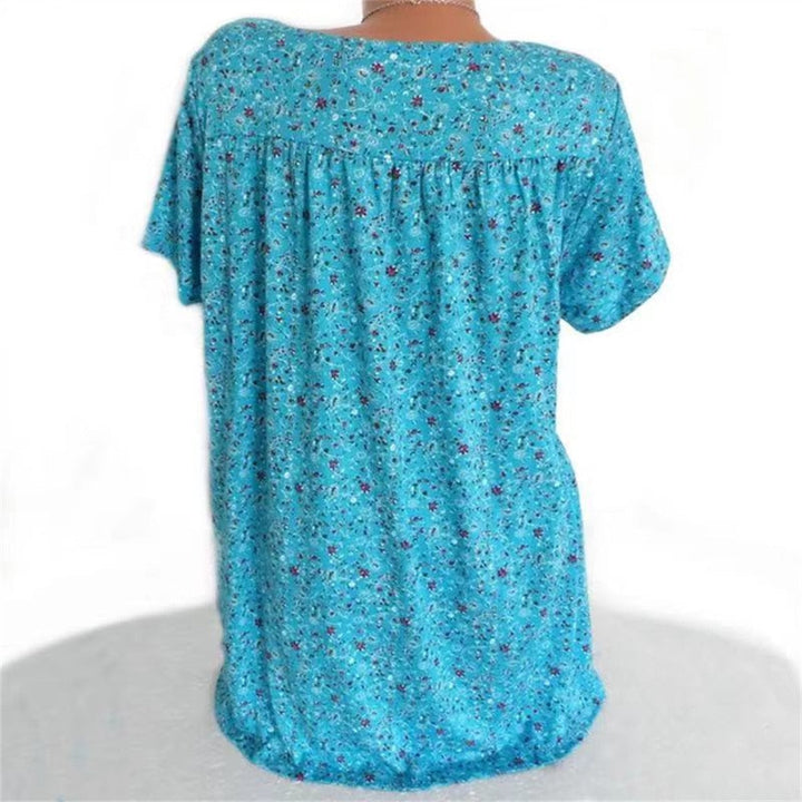 Ladies Boho Summer Blouse with Floral Print - Celeste-Beige-S-Nora Luxe