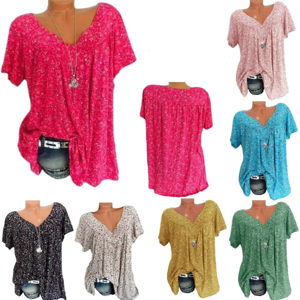 Ladies Boho Summer Blouse with Floral Print - Celeste-Beige-S-Nora Luxe