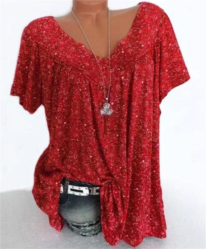 Ladies Boho Summer Blouse with Floral Print - Celeste-Bordeaux-S-Nora Luxe