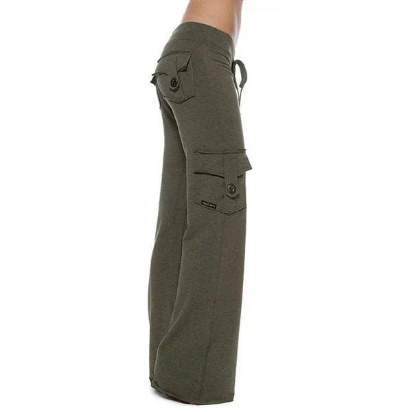 Ladies Bootcut Cargo Pants with Pockets – Isabella-Green-S-Nora Luxe
