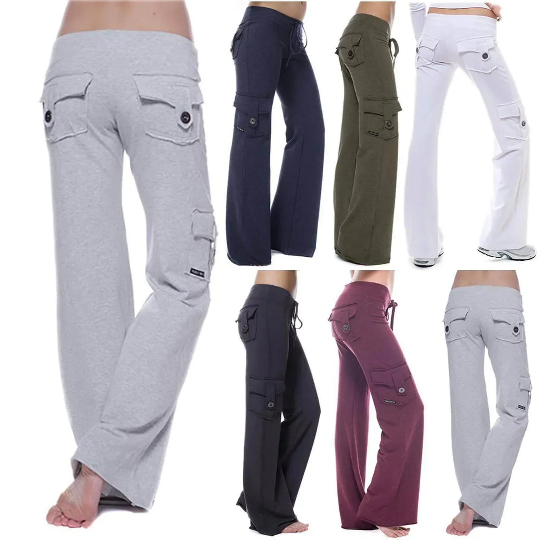 Ladies Bootcut Cargo Pants with Pockets – Isabella-Green-XS-Nora Luxe