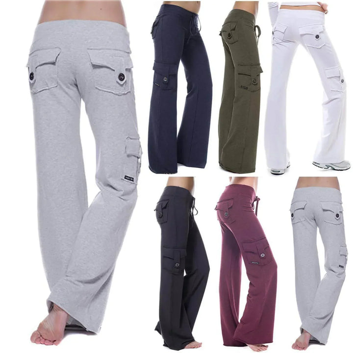 Ladies Bootcut Cargo Pants with Pockets – Isabella-Green-XS-Nora Luxe