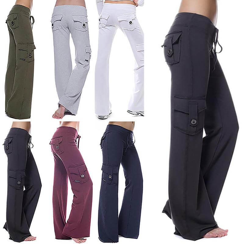 Ladies Bootcut Cargo Pants with Pockets – Isabella-Green-XS-Nora Luxe