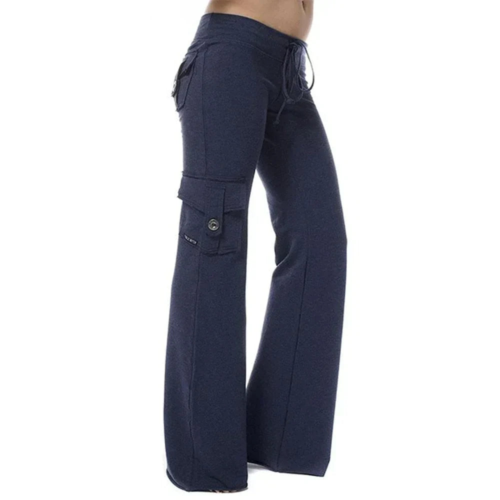 Ladies Bootcut Cargo Pants with Pockets – Isabella-Green-XS-Nora Luxe
