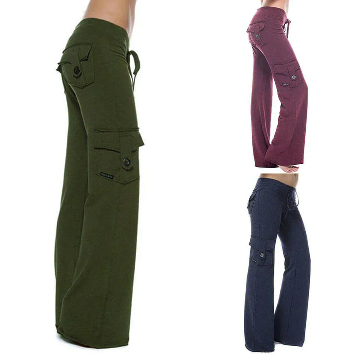 Ladies Bootcut Cargo Pants with Pockets – Isabella-Green-XS-Nora Luxe