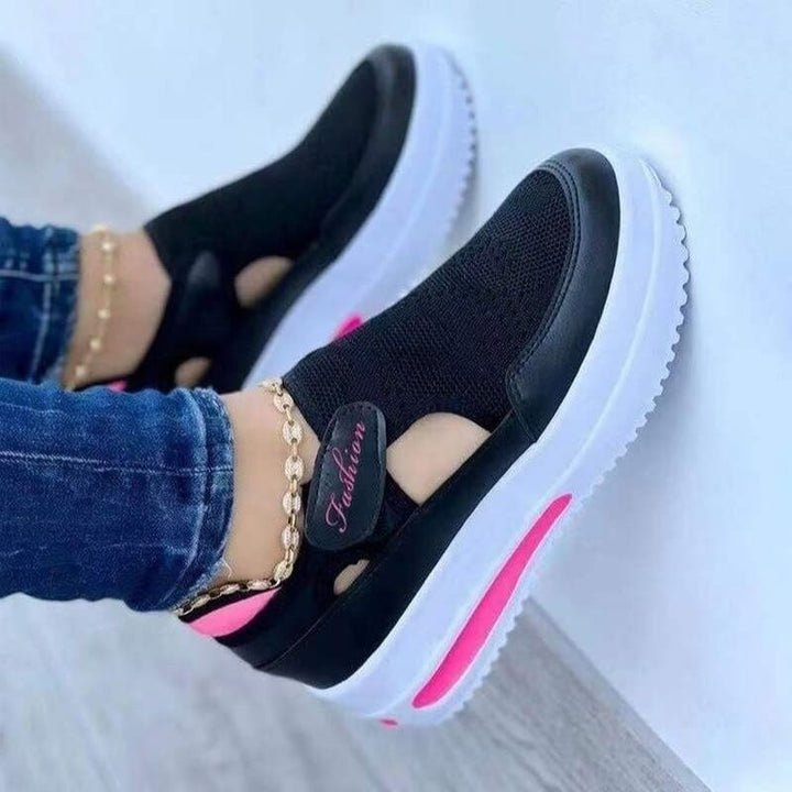 Ladies Breathable Mesh Sneakers – Liana-Black-3-Nora Luxe