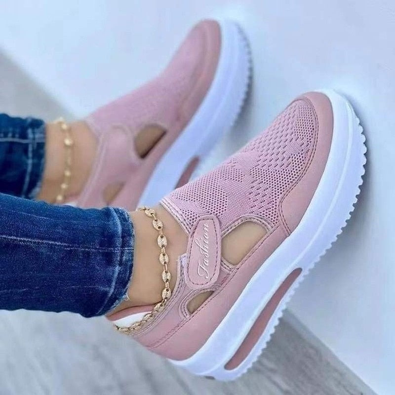 Ladies Breathable Mesh Sneakers – Liana-Pink-3-Nora Luxe