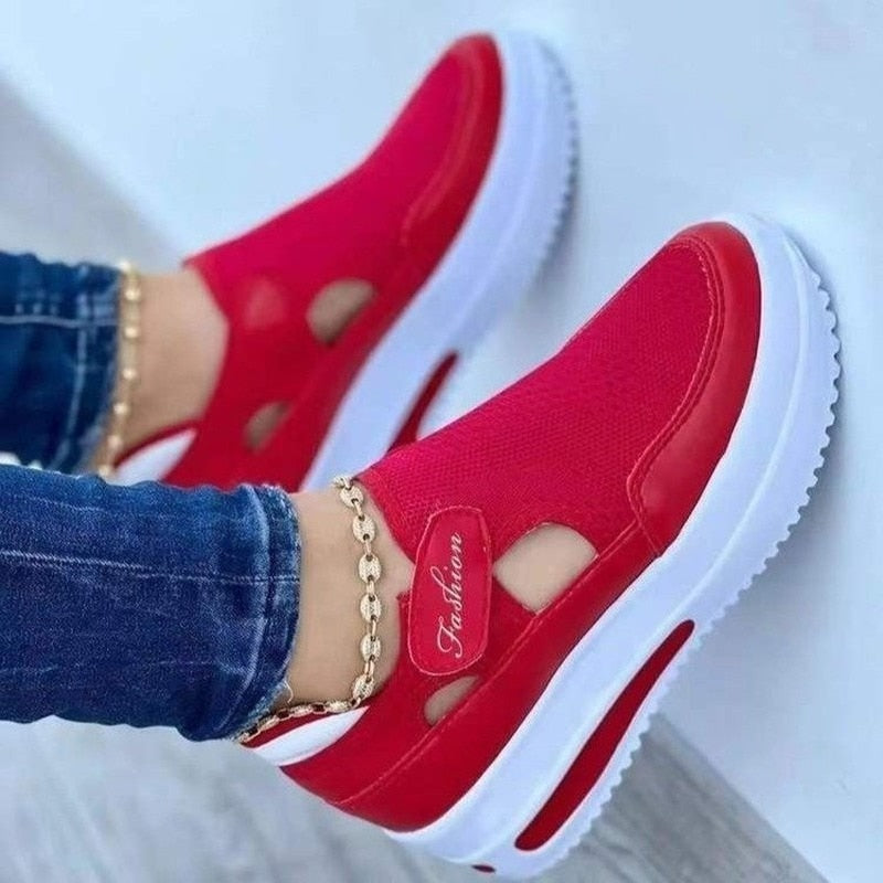 Ladies Breathable Mesh Sneakers – Liana-Red-3-Nora Luxe