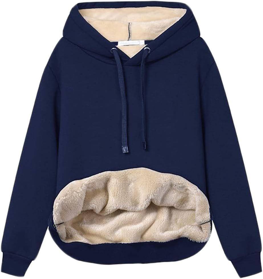 Ladies Casual Lined Hoodie - Lilly-Dark Blue-S-Nora Luxe