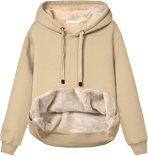 Ladies Casual Lined Hoodie - Lilly-Khaki-S-Nora Luxe