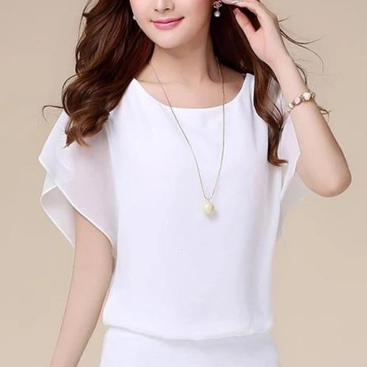 Ladies' chiffon blouse with ruffled sleeves – Ariana-Black-S-Nora Luxe