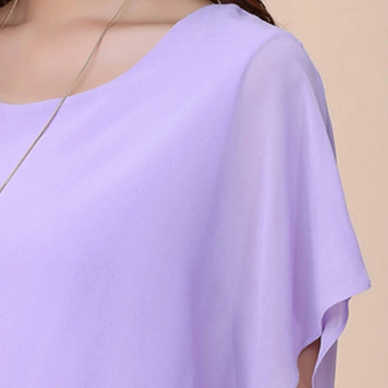 Ladies' chiffon blouse with ruffled sleeves – Ariana-Black-S-Nora Luxe