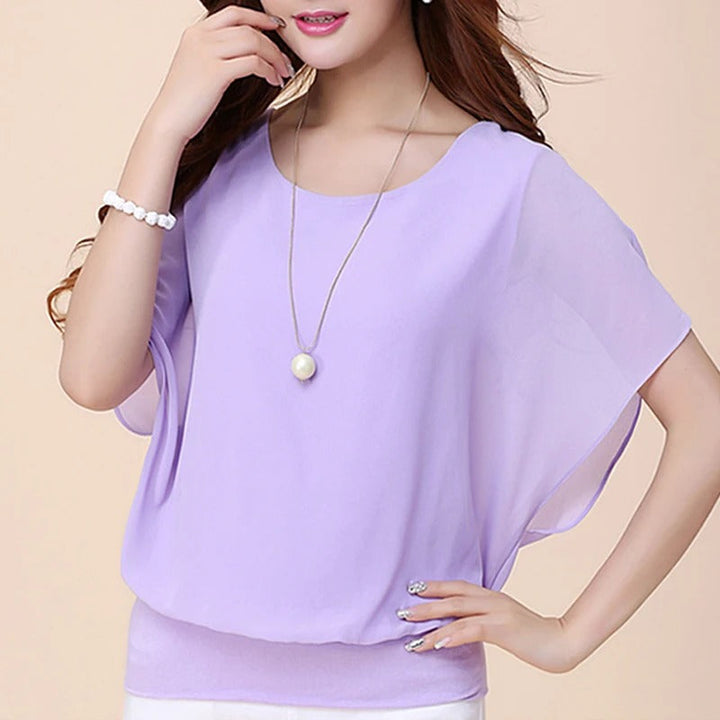 Ladies' chiffon blouse with ruffled sleeves – Ariana-Black-S-Nora Luxe