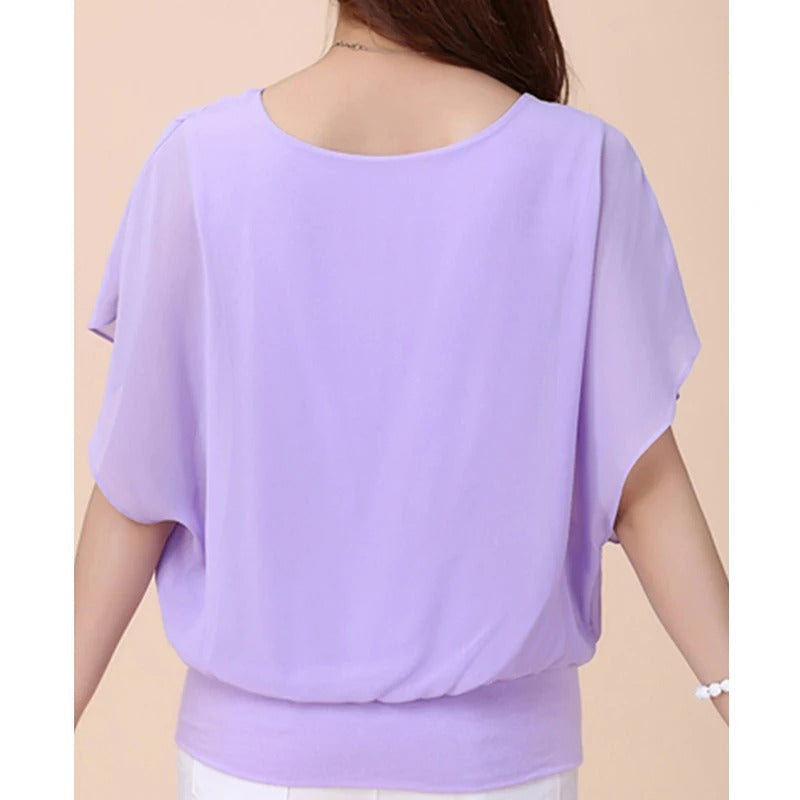 Ladies' chiffon blouse with ruffled sleeves – Ariana-Black-S-Nora Luxe